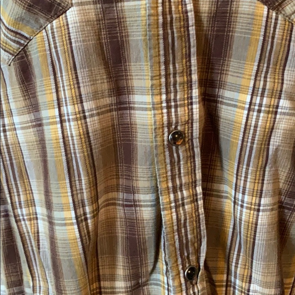 Levi’s• Snap Button Yellow & Brown Rustic Top - Picture 4 of 7